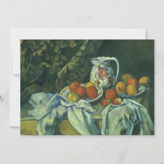 Stilleben, Vorhang und Krug von Paul Cezanne (Vorderseite)