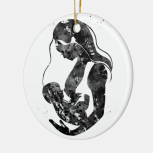 Stillende Mutter Keramik Ornament