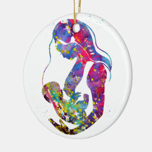 Stillende Mutter Keramik Ornament