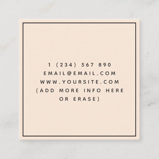 Stillende schwarze Rahmen Quadratische Visitenkarte (Rückseite)