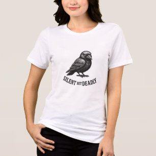 Stiller, aber tödlicher Rabe Lustiges Dark-Humor-D Tri-Blend Shirt
