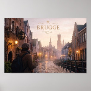 Stiller Brügger Brauereistraßen-Szene-Plakat Poster
