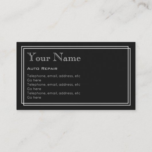 "Stiller Film-" Auto-Reparatur-Geschäfts-Karten Visitenkarte (Rückseite)