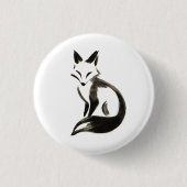 Stiller Fuchs – Minimalistisches Tintenpinsel-Desi Button (Vorderseite)