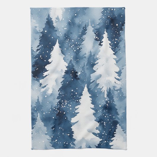 Stiller Kiefern-Winterwald Geschirrtuch (Vertikal)
