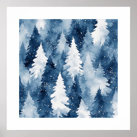 Stiller Kiefern-Winterwald Poster (Vorne)