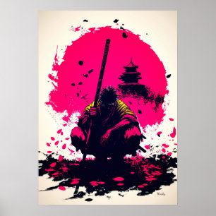 Stiller Krieger-Mönch unter der aufgehenden Sonne Poster