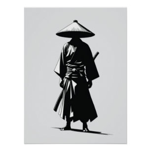 Stiller Ronin – Schwarz-Weiß-Wandkunstposter Poster