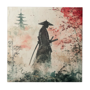 Stiller Samurai Karminroter Wald (1) Fliese