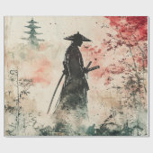 Stiller Samurai Karminroter Wald (1) Geschenkpapier (Flach)