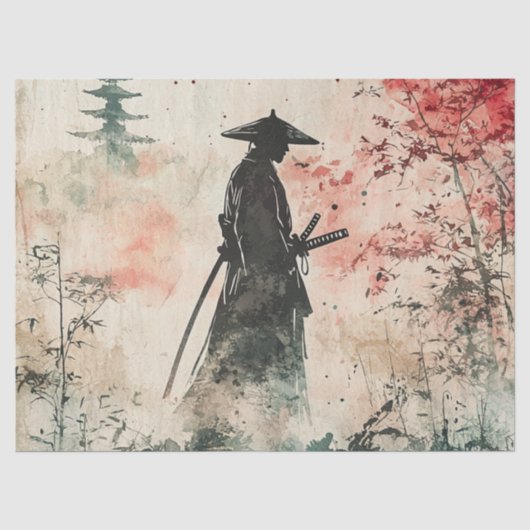 Stiller Samurai Karminroter Wald (1) Seidenpapier (Vorderseite)