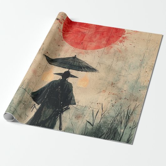 Stiller Samurai Karminroter Wald (2) Geschenkpapier (Ungerollt)
