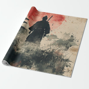 Stiller Samurai Karminroter Wald (3) Geschenkpapier