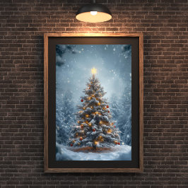 Stiller Schnee Weihnachtsbaum Poster