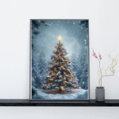 Stiller Schnee Weihnachtsbaum Poster