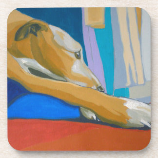 "Stiller Sehnsucht" - gelber Lurcher Untersetzer