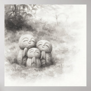 Stiller Übergang — Tuschmalerei Wabi-Sabi Harmonie Poster