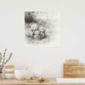 Stiller Übergang — Tuschmalerei Wabi-Sabi Harmonie Poster (Küche)