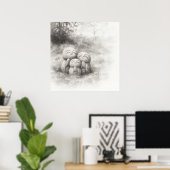 Stiller Übergang — Tuschmalerei Wabi-Sabi Harmonie Poster (Heimbüro)