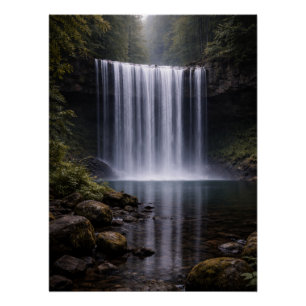 Stiller Waldwasserfall – Ruhige Naturlandschaft Poster