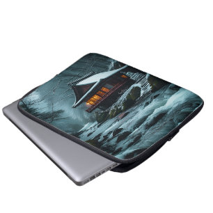 Stiller Winter: Stiller Tempel am Winterfluss Laptopschutzhülle