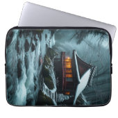 Stiller Winter: Stiller Tempel am Winterfluss Laptopschutzhülle (Vorderseite)