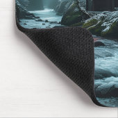 Stiller Winter: Stiller Tempel am Winterfluss Mousepad (Ecke)
