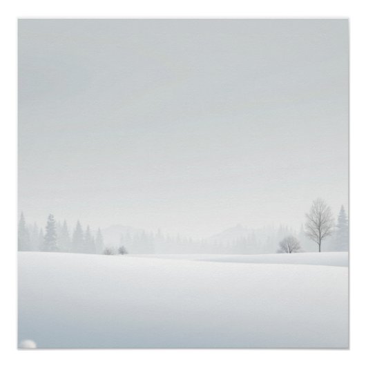 Stiller Winterhorizont – Minimale Schneelandschaft Poster (Vorderseite)