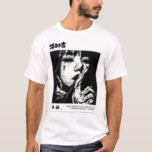 Stilles Gesicht Japanischer Horror Anime Ästhetik  T-Shirt