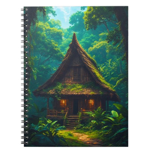 Stilles Haus im tropischen Wald Notizblock (Vorderseite)