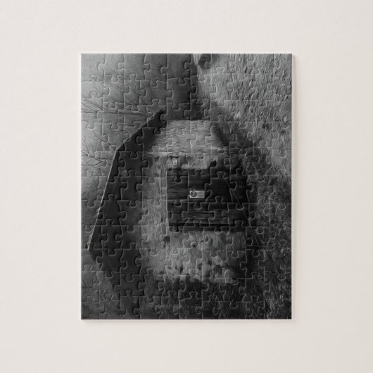 Stilles Hügel-Ölgemälde-Schwarzweiss-Puzzlespiel Puzzle (Vertikal)