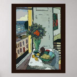 Stilles Leben aus Fenster Poster