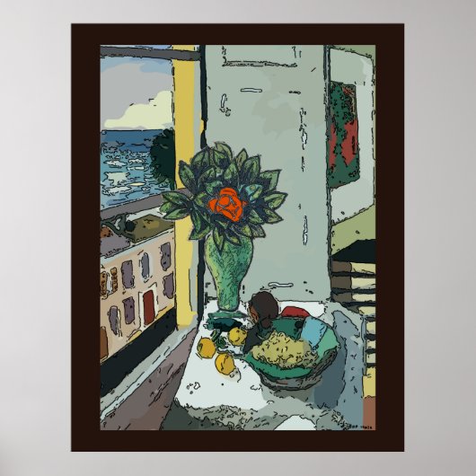 Stilles Leben aus Fenster Poster (Vorne)