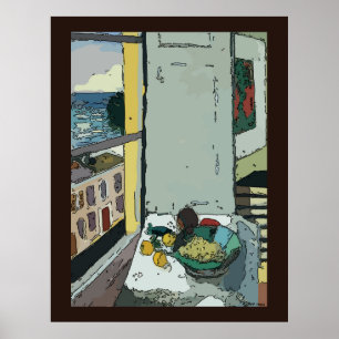 Stilles Leben aus Fenster Poster