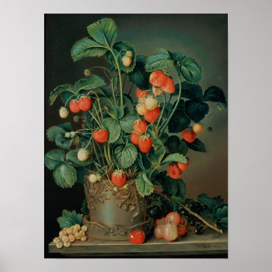 Stilles Leben mit Erdbeeren Poster (Vorne)