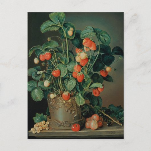 Stilles Leben mit Erdbeeren Postkarte (Vorderseite)