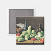 Stilles Leben mit Gurken und Tomaten Magnet (Vorderseite/Rückseite)