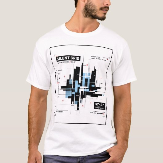 Stilles Raster | Taktisches Minimal-Tech-Raster-St T-Shirt (Vorderseite)