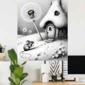 🐭 Stilles Schneehäuschen-Wunder ❄️🏡 Poster (Heimbüro)