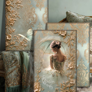 Stilles Sehnen Vintage Ballerina Barock viktoriani Geschenkpapier Set