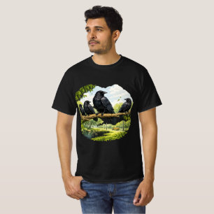 Stilles Versammeln – Krähen auf einem Parkzweig T-Shirt