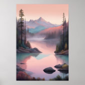 Stilles Wasser - Serene Mountain Lake Sunset Print Poster (Vorne)