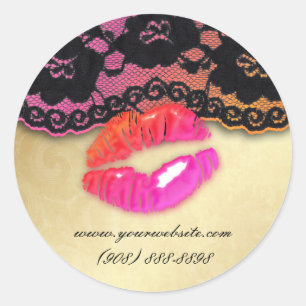 Stillistische Lippen Spitzen Orange Gold 2 Runder Aufkleber