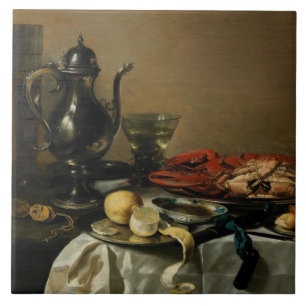 Stillleben, 1643 (Öl auf Platte) Fliese