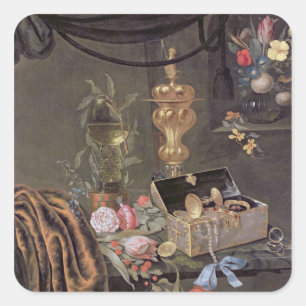 Stillleben 2 quadratischer aufkleber