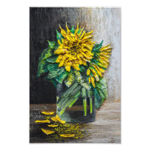 Stillleben-Acrylgemälde mit Sonnenblumen