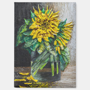 Stillleben-Acrylgemälde mit Sonnenblumen Magnet