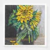 Stillleben-Acrylgemälde mit Sonnenblumen Serviette (Vorderseite)