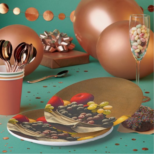 Stillleben, Äpfel, Trauben, Obst Pappteller (Multi)
