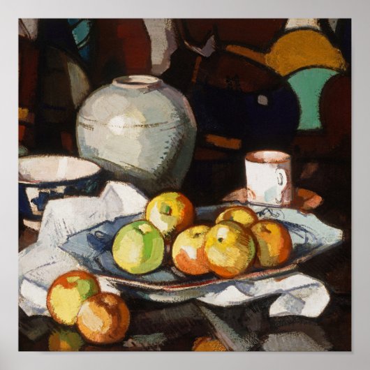Stillleben, Äpfel und Jar | Samuel John Peploe Poster (Vorne)